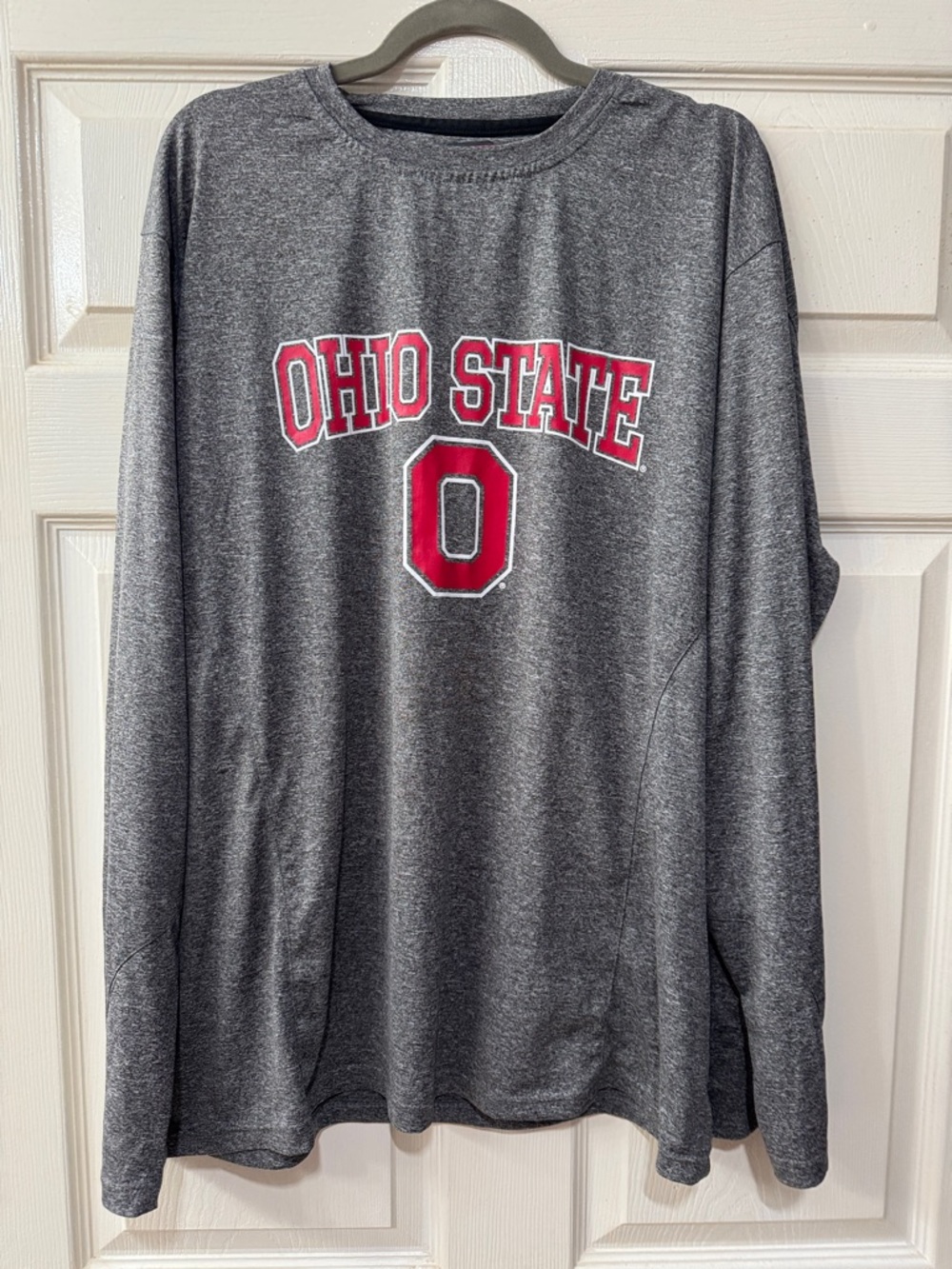 Ohio State Long Sleeve Crewneck Tee - Gray with Scarlet Logo 3XL like New